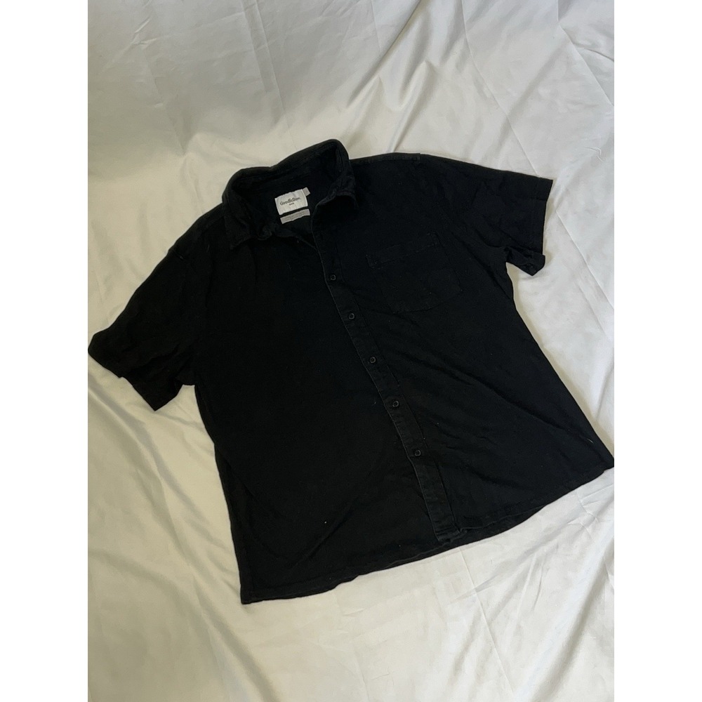Goodfellow & Co Black Polo Sweater Short Sleeve Button Down Shirt Mens L